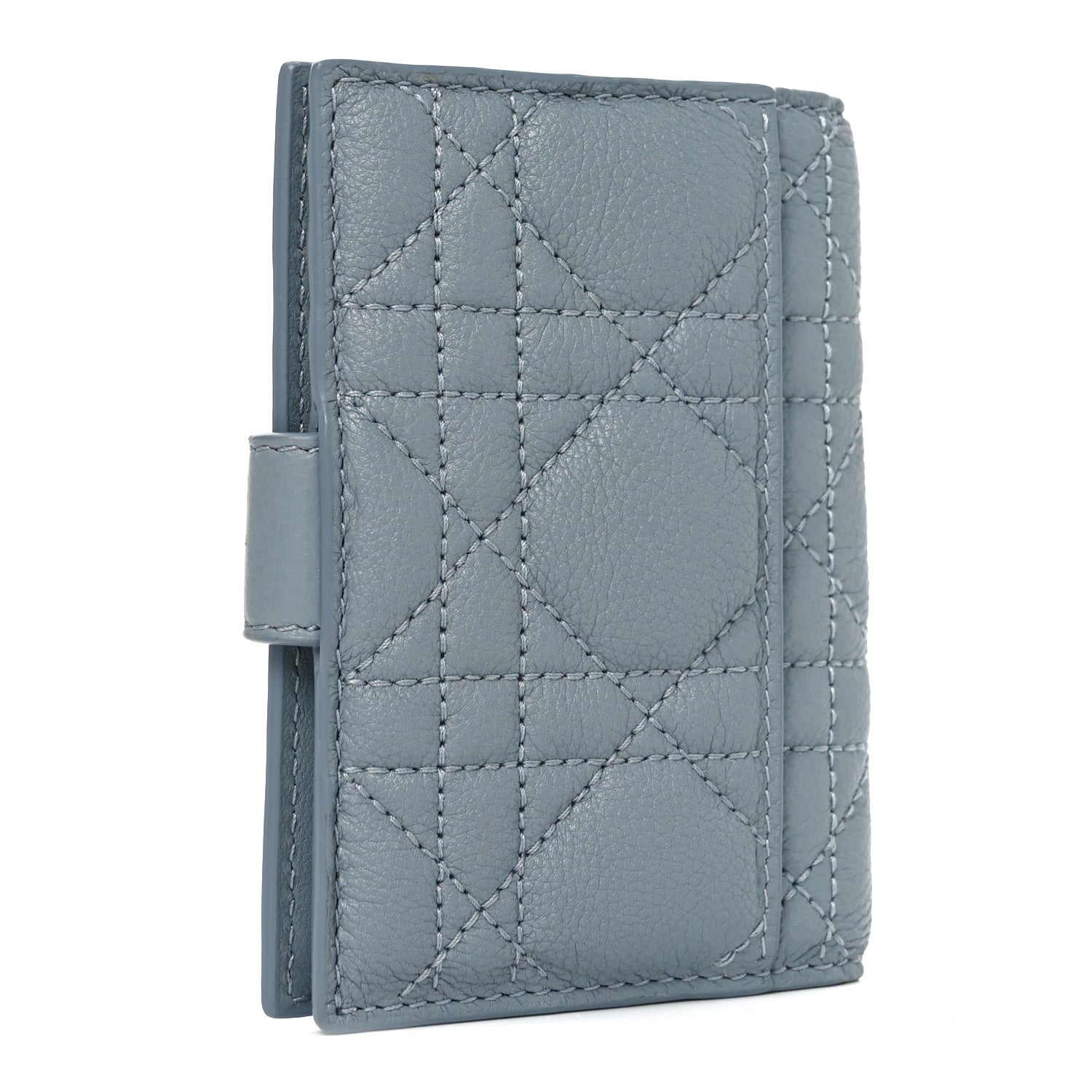 Christian Dior Supple Calfskin Cannage Caro Dandelion Card Holder Cloud Blue 3 of 8