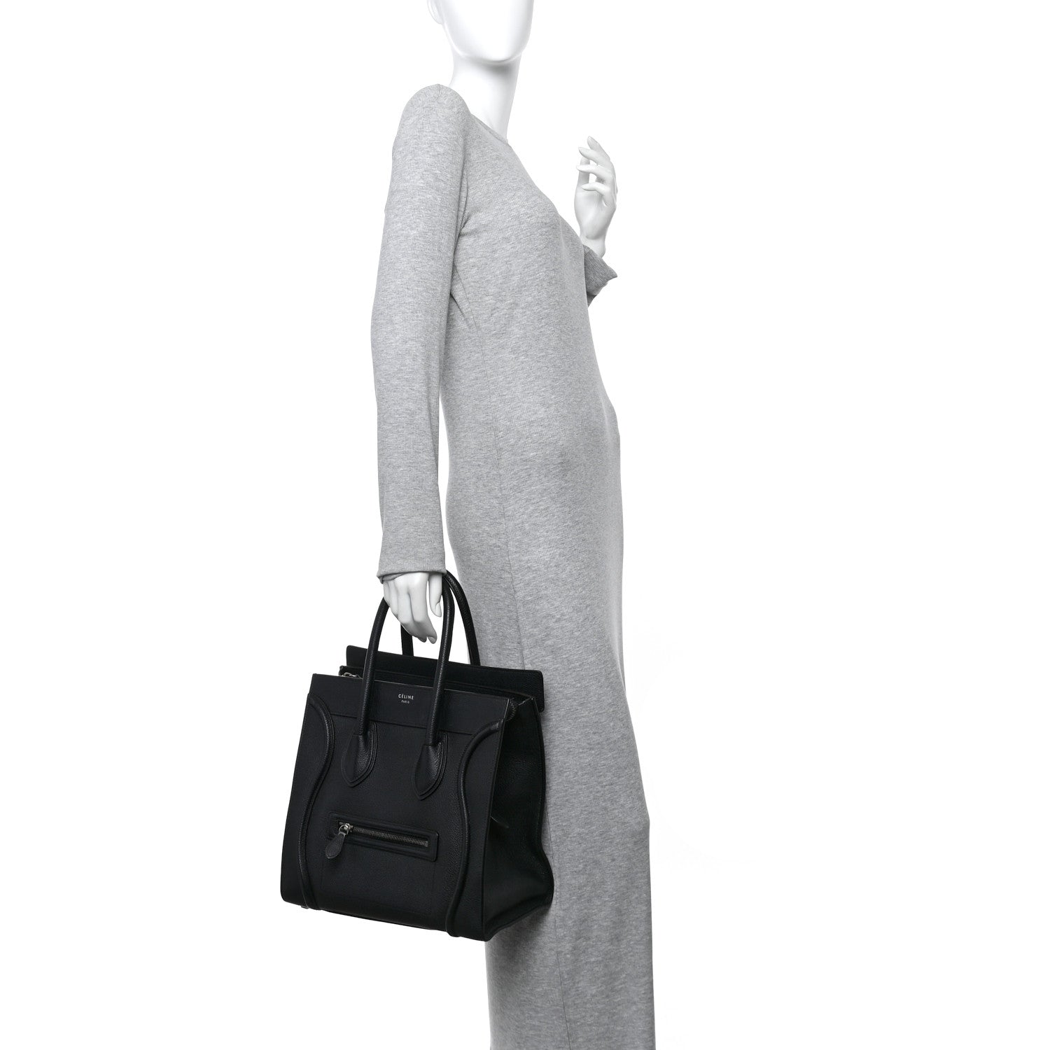 Celine Drummed Calfskin Mini Luggage Black 2 of 14