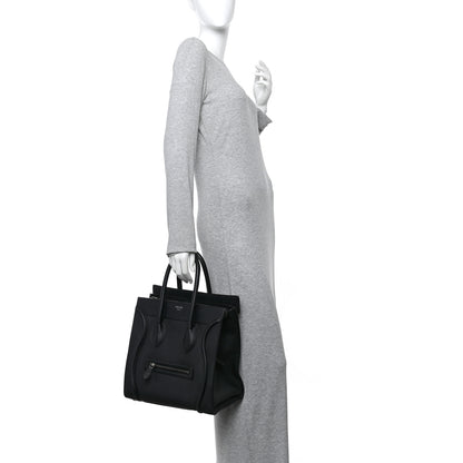 Celine Drummed Calfskin Mini Luggage Black 2 of 14