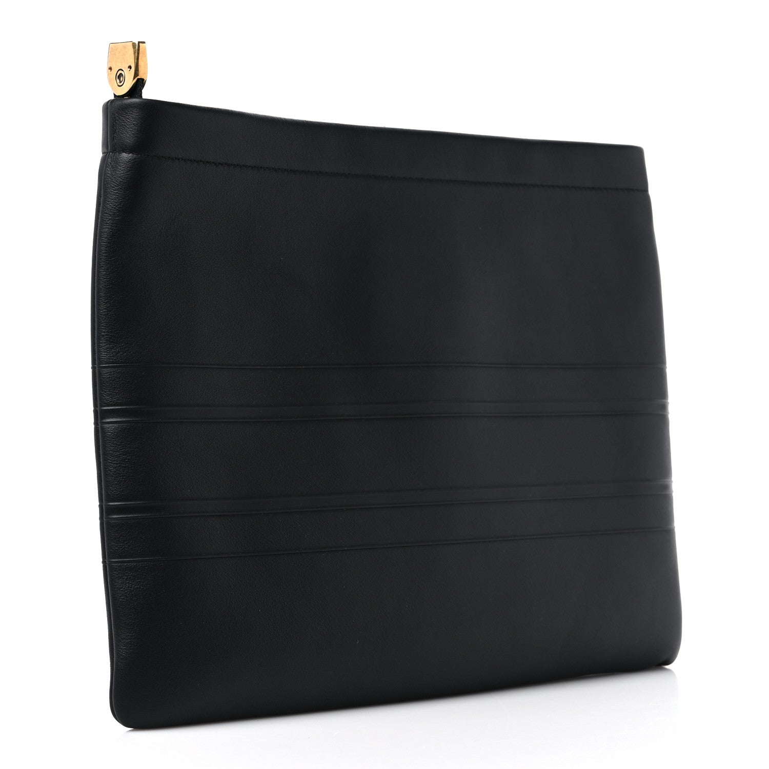 Christian Dior Calfskin Embossed Logo Zip Clutch Black 3 of 10