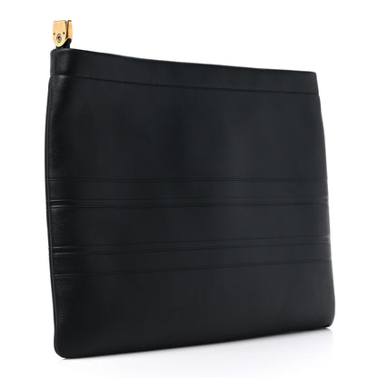 Christian Dior Calfskin Embossed Logo Zip Clutch Black 3 of 10