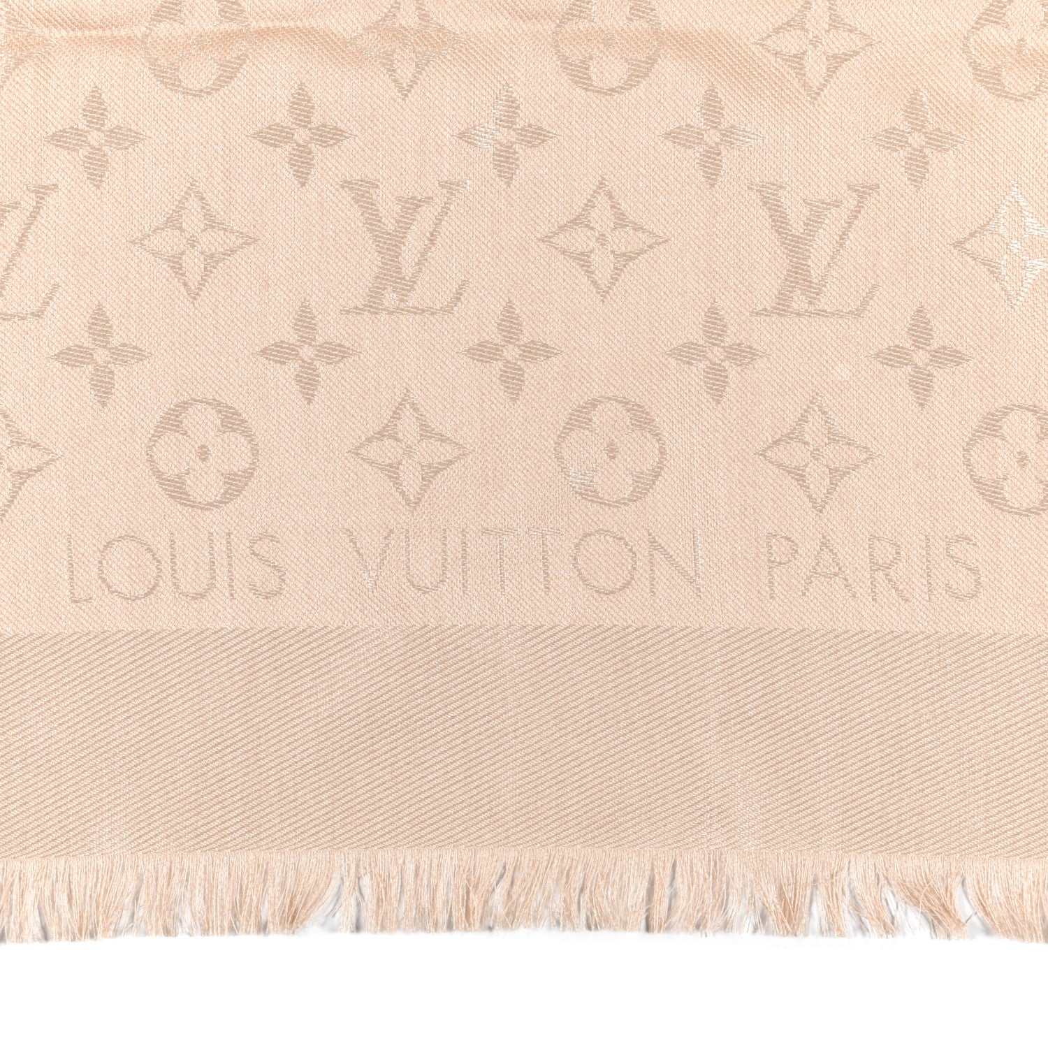 Louis Vuitton Silk Wool Monogram Shawl Beige 2 of 3