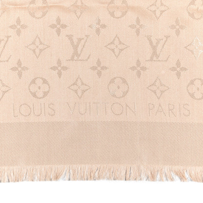 Louis Vuitton Silk Wool Monogram Shawl Beige 2 of 3