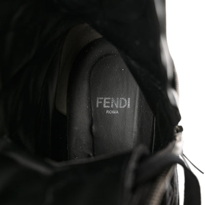 Fendi Vitello Fabric Jacquard Karligraphy Embroidered Womens Combat Boots 37.5 Black 6 of 10