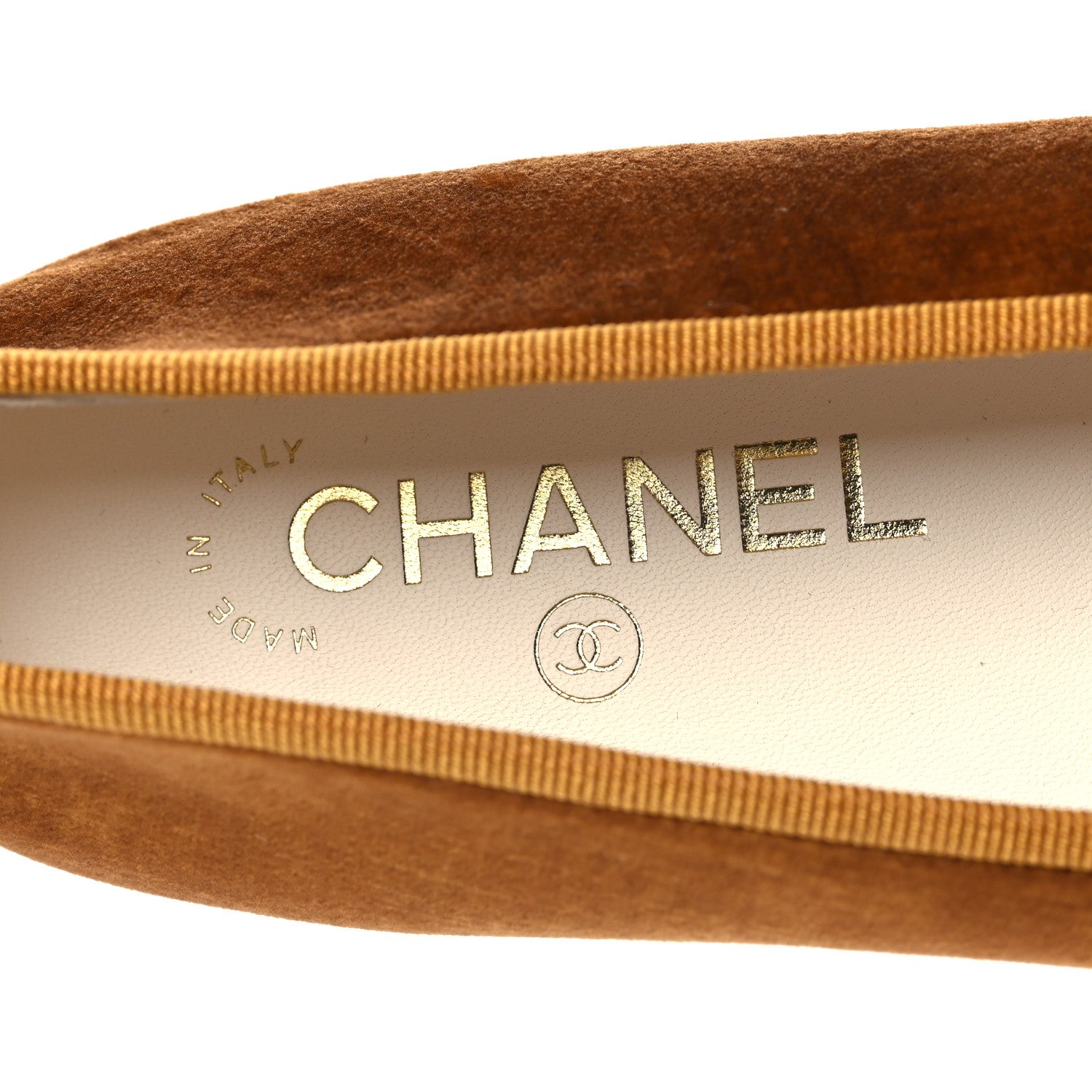 Chanel Velvet Cap Toe CC Ballerina Flats 38 Brown Light Brown 9 of 10