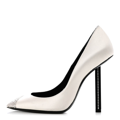 Saint Laurent Satin Crystal Embellished Tower 110 Pump 35 White 1 of 13