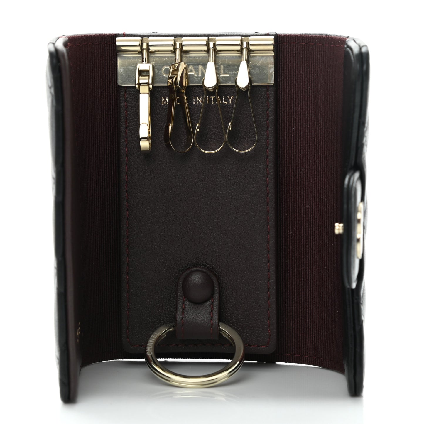 Lambskin Quilted Classic 4 Key Holder Wallet Black
