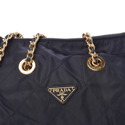 Prada Tessuto Nylon Quilted Shoulder Bag Blue 7 of 9