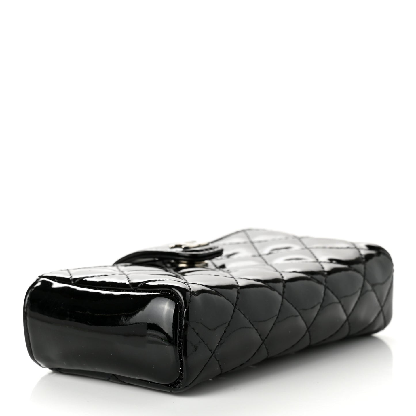Patent Quilted Mini Phone Holder Clutch Black