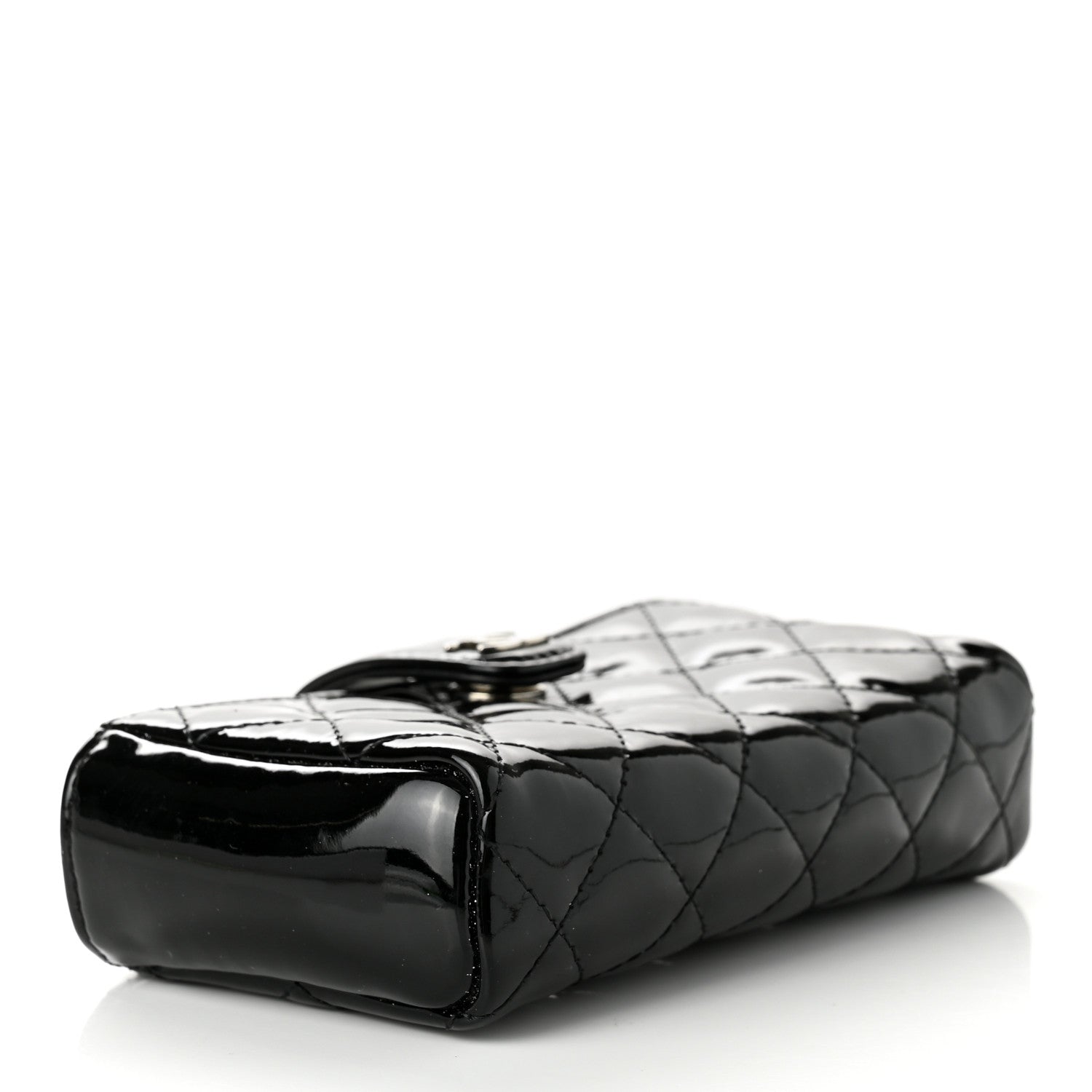 Chanel Patent Quilted Mini Phone Holder Clutch Black 4 of 7