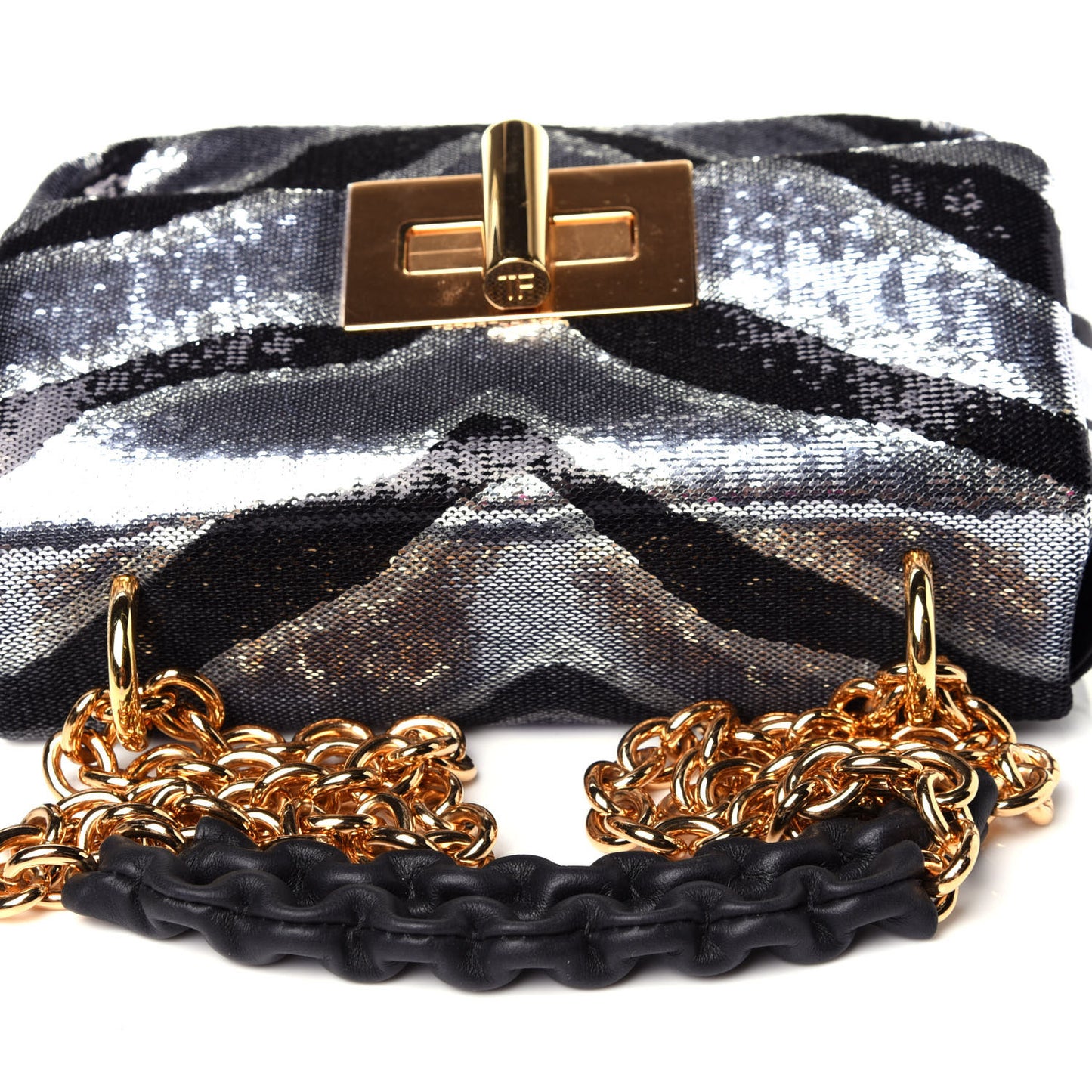 Sequin Zebra Print Natalia Large Bag Black Silver