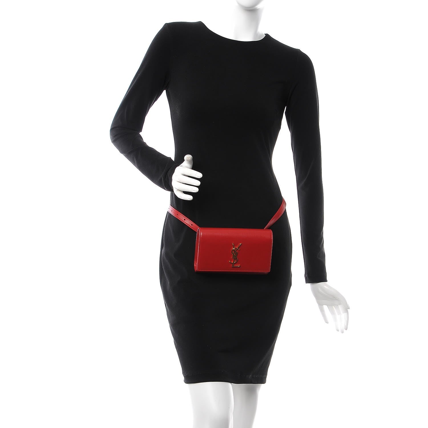 Saint Laurent Smooth Calfskin Monogram Kate Belt Bag Red 2 of 6