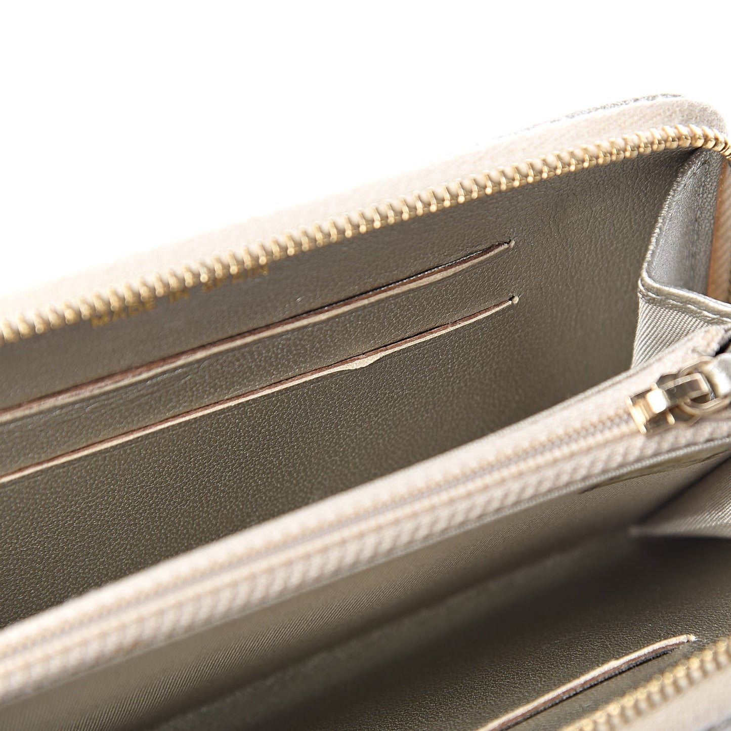 Metallic Sheepskin Quilted Mademoiselle Vintage Zip Around Wallet Light Gold