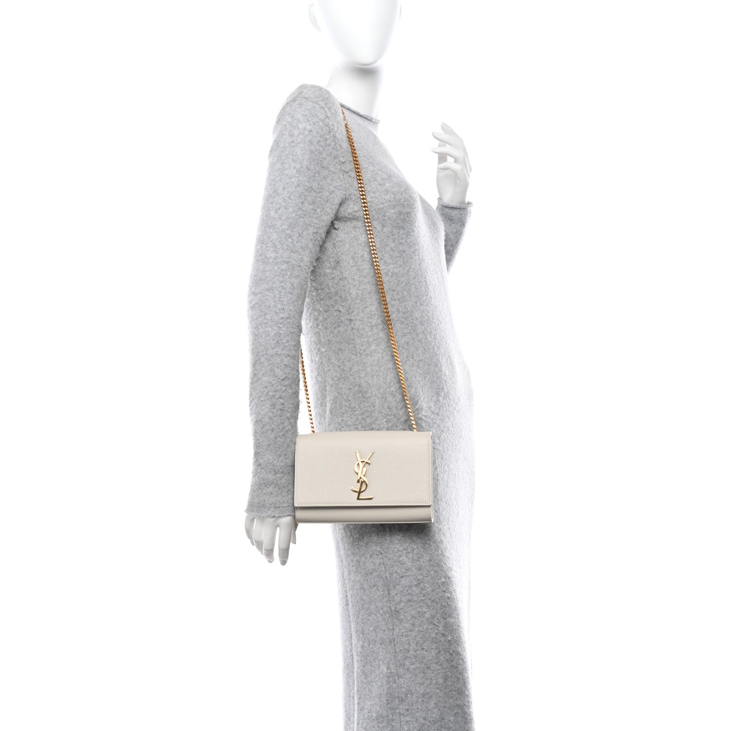 Saint Laurent SAINT LAURENT Grain De Poudre Small Monogram Kate Satchel Crema Soft 2 of 12
