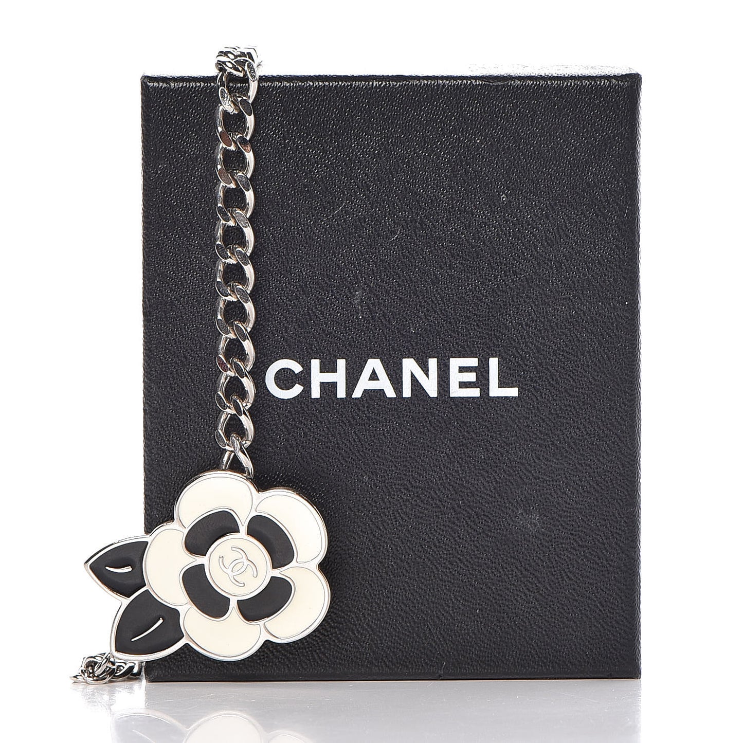 Enamel Camellia Chain Belt Silver White