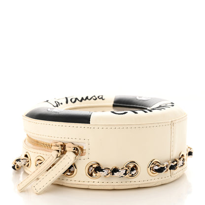 Chanel Lambskin Coco Lifesaver Round Bag Black White 4 of 16