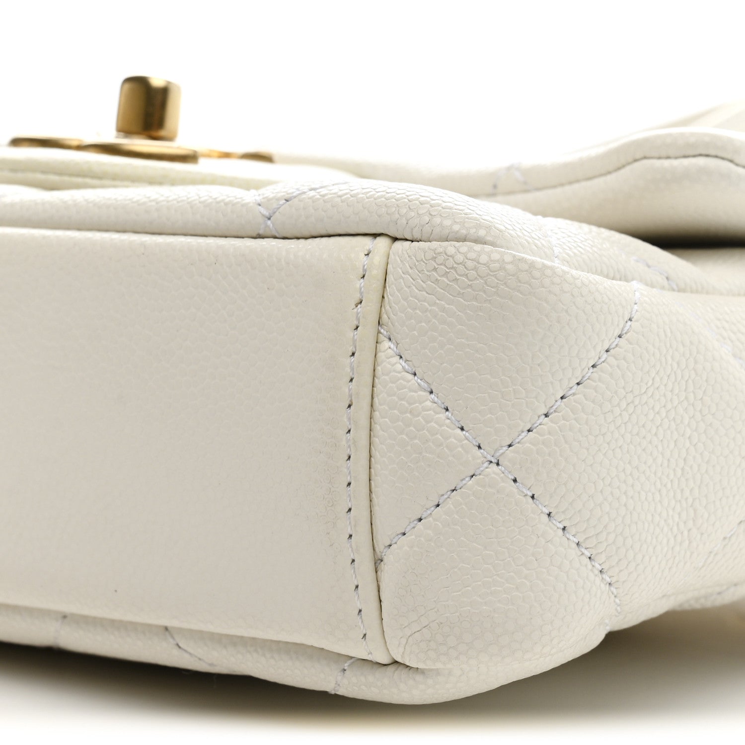 Chanel Caviar Quilted Mini Twist Your Buttons Flap  White 10 of 11
