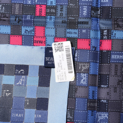 Hermes Silk Bolduc Au Carre Scarf 90 Bleu Jean Rose Vif 4 of 4