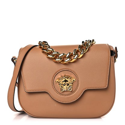 Versace Grained Calfskin La Medusa Chain Clutch Bag Brown 1 of 8
