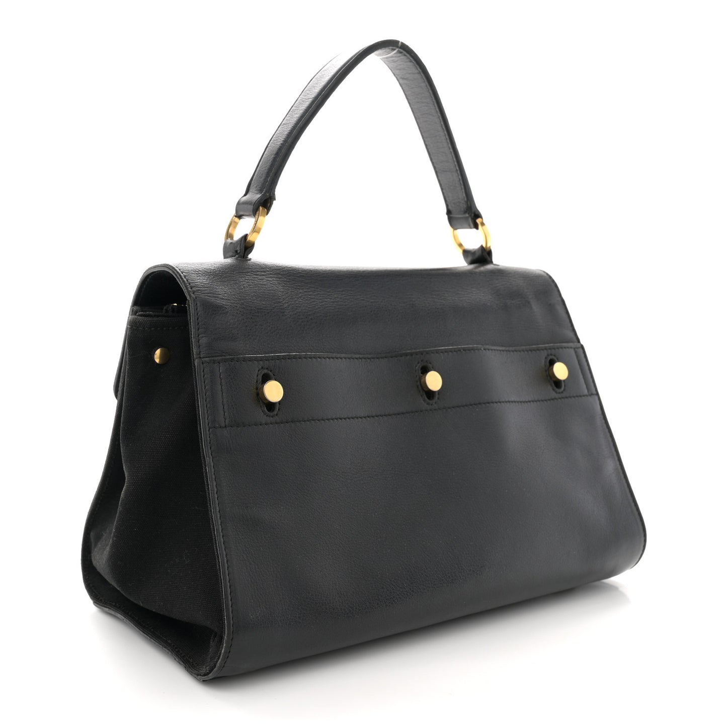 Calfskin Canvas Small Muse Two Black