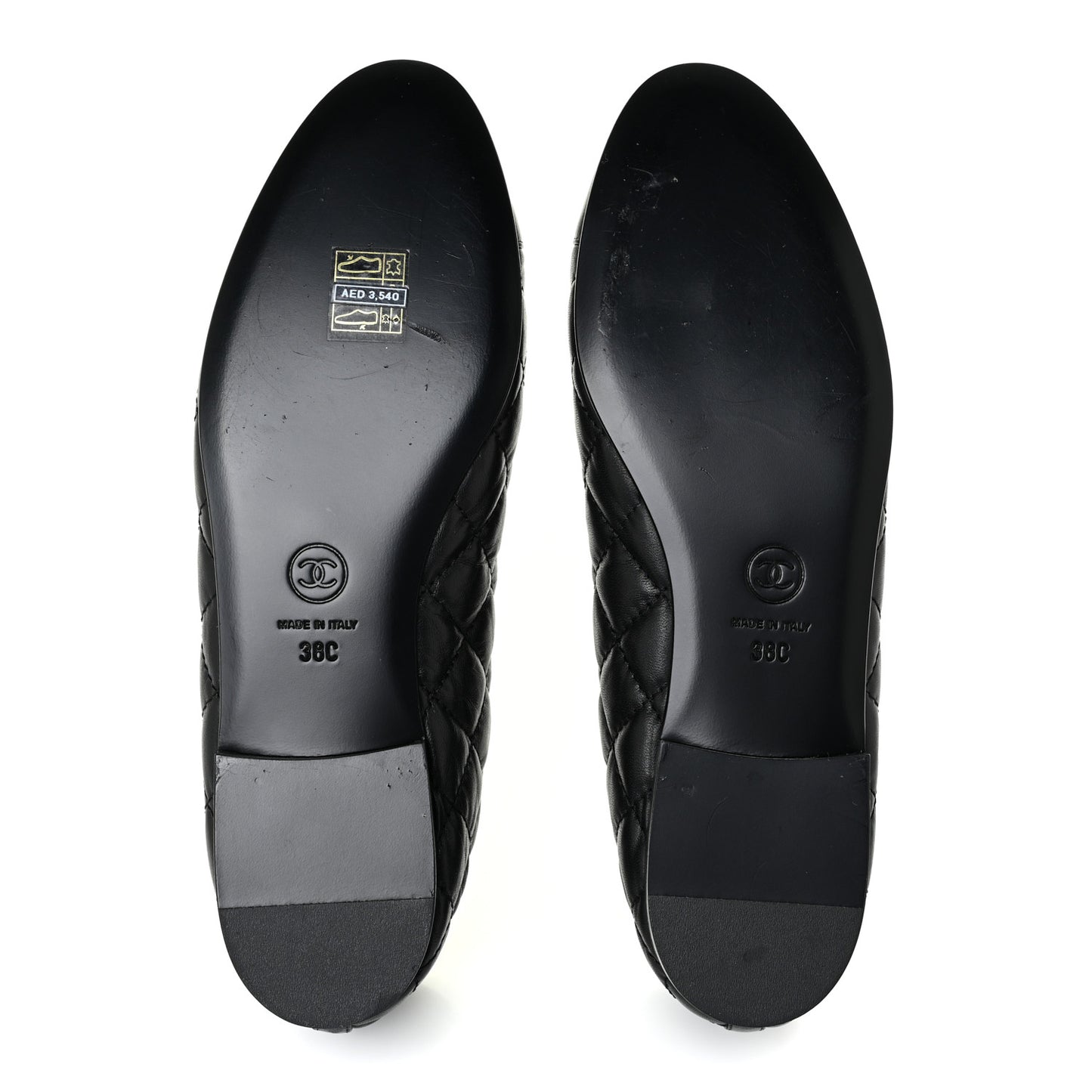 Lambskin Quilted Ballerina Flats 38 Black