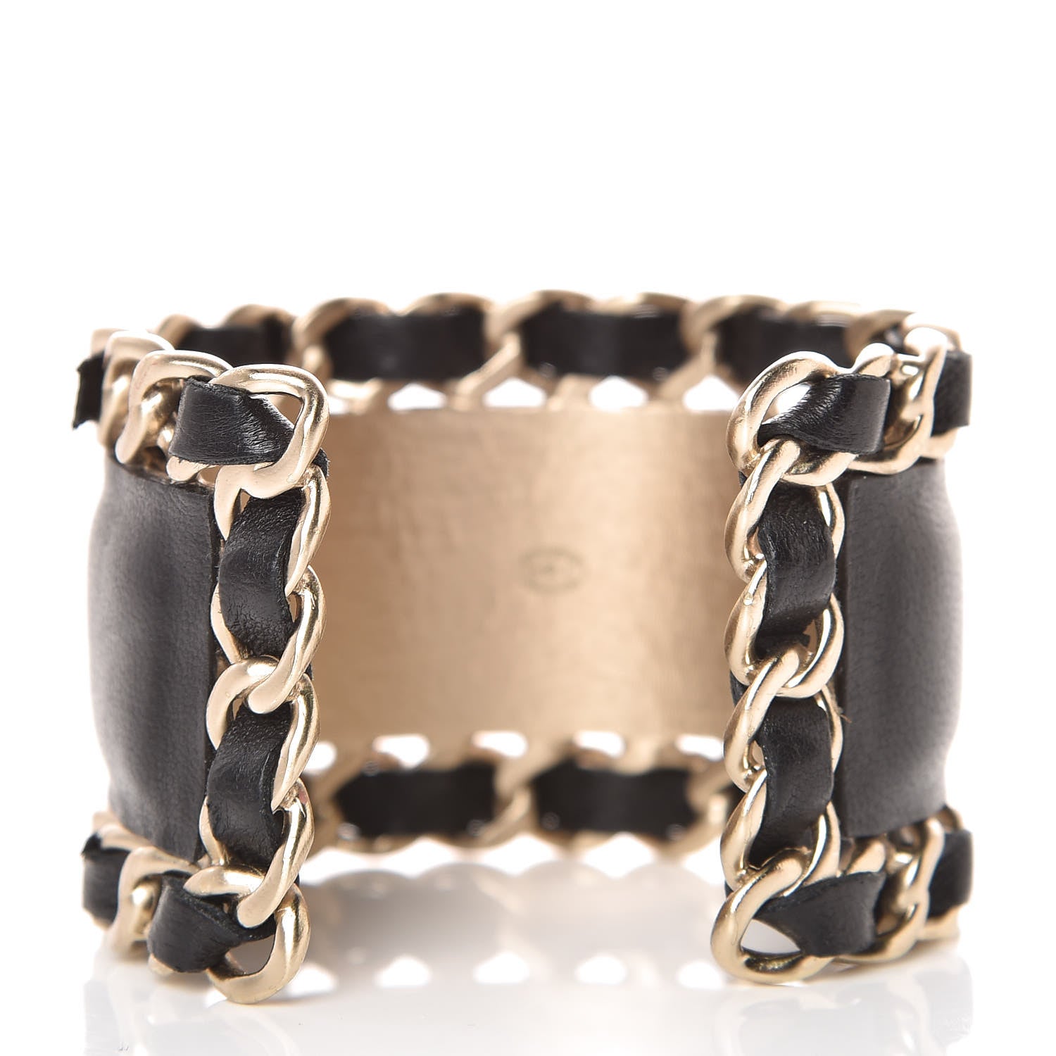 Chanel Lambskin Chain CC Cuff Black Gold 3 of 6
