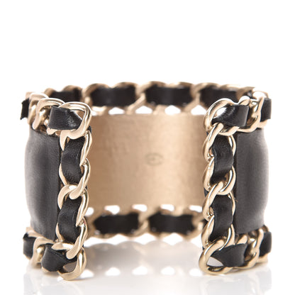 Chanel Lambskin Chain CC Cuff Black Gold 3 of 6