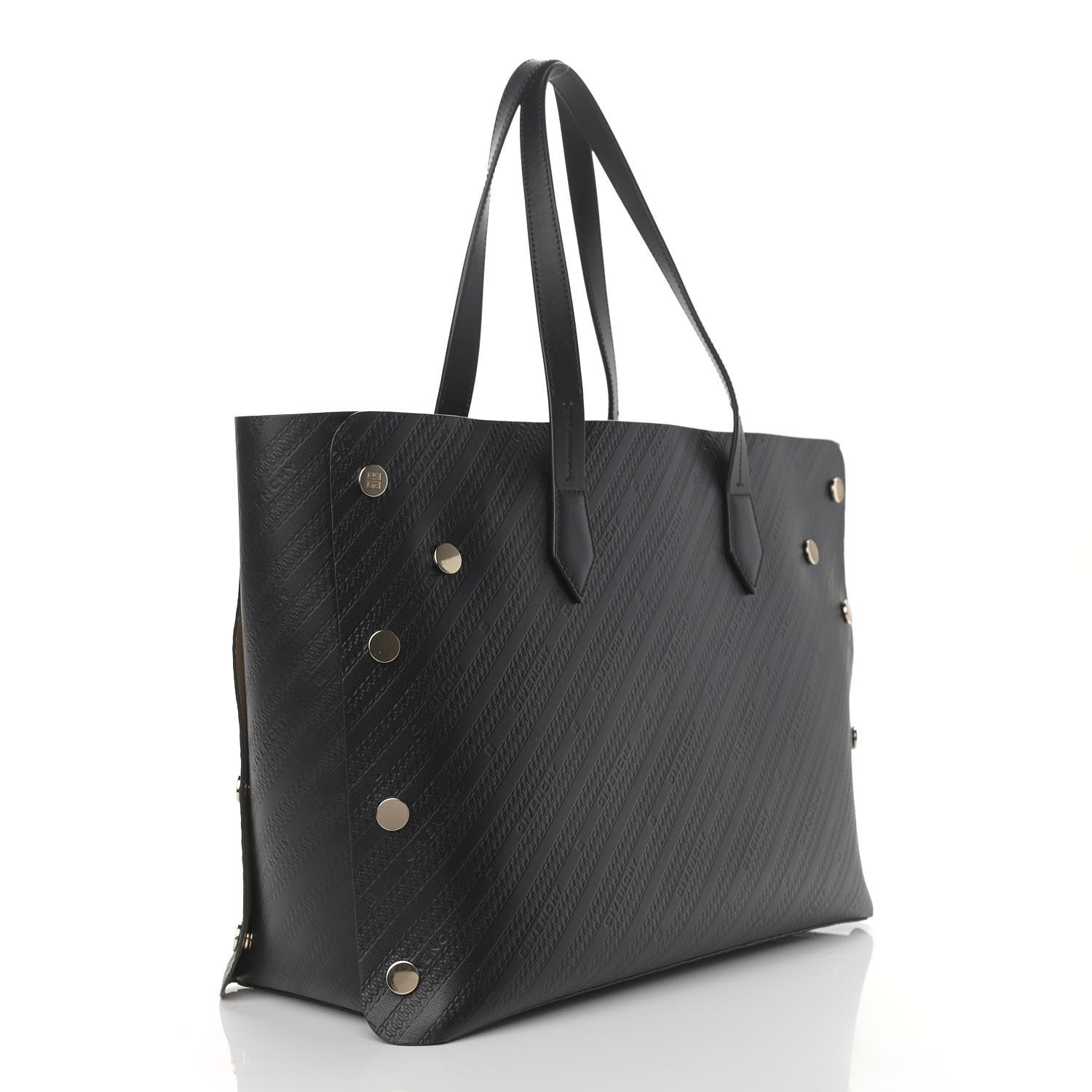 Givenchy Calfskin Chain Embossed Medium Bond Shopper Tote Black 3 of 10