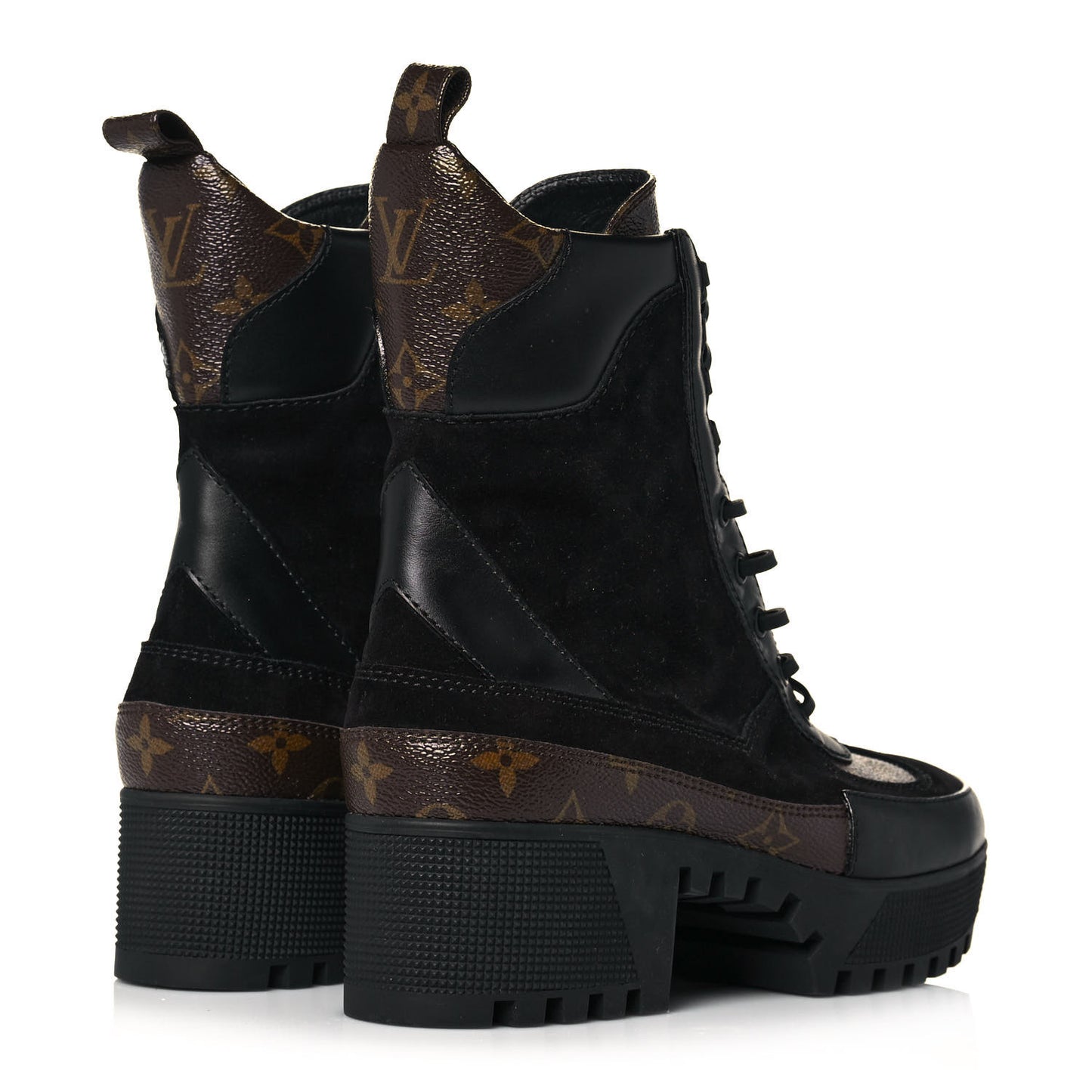 Suede Calfskin Monogram Laureate Platform Desert Boots 39.5 Black