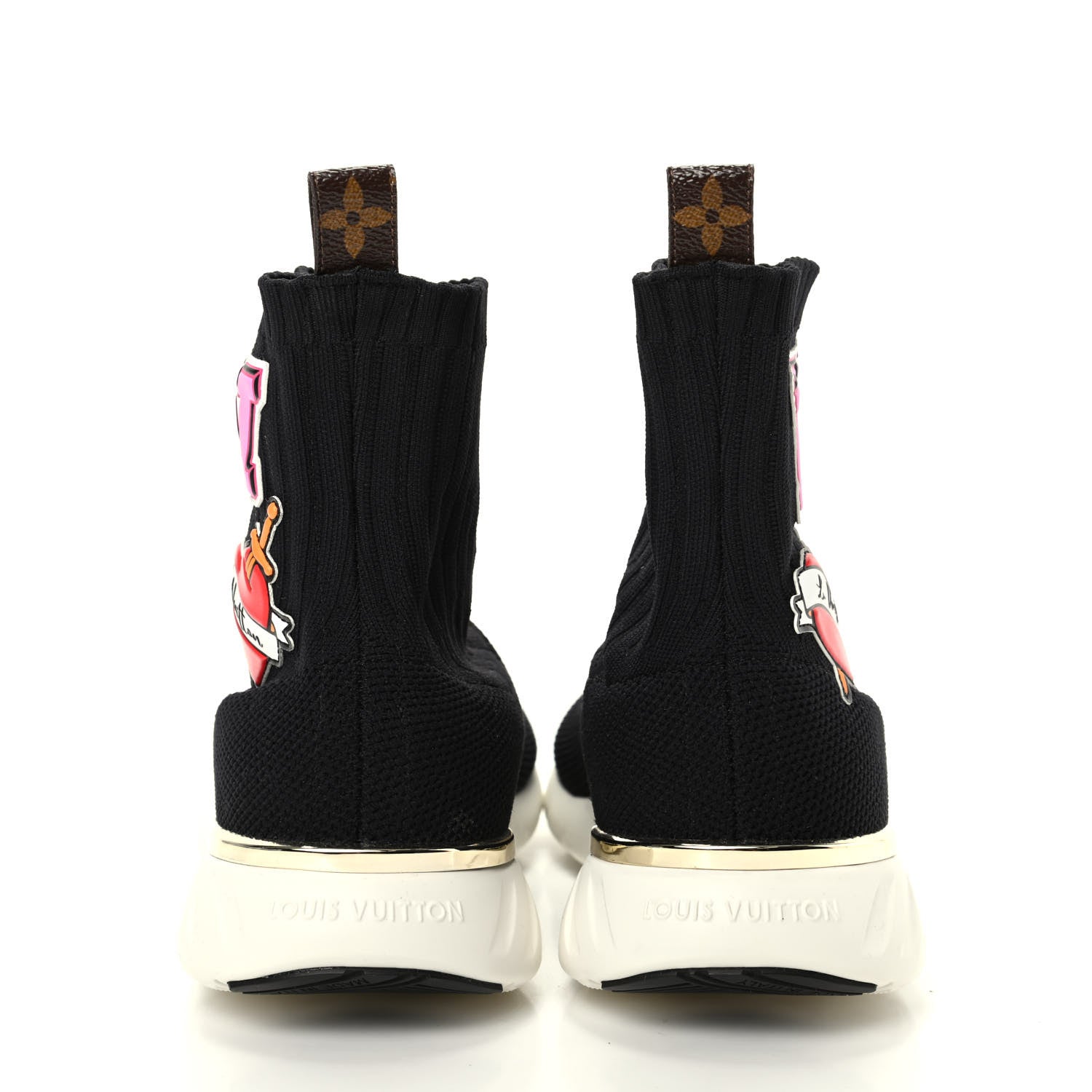 Louis Vuitton Stretch Fabric LV Black Heart Sock Sneaker 39 Black 7 of 9