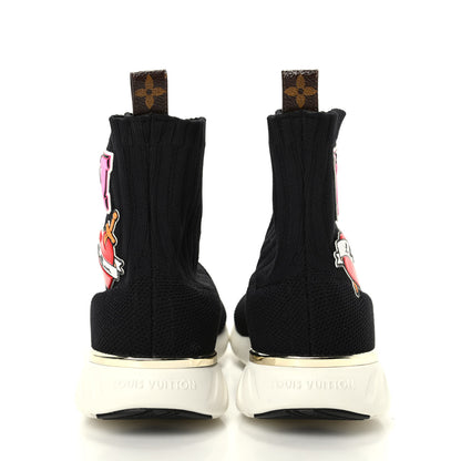 Louis Vuitton Stretch Fabric LV Black Heart Sock Sneaker 39 Black 7 of 9