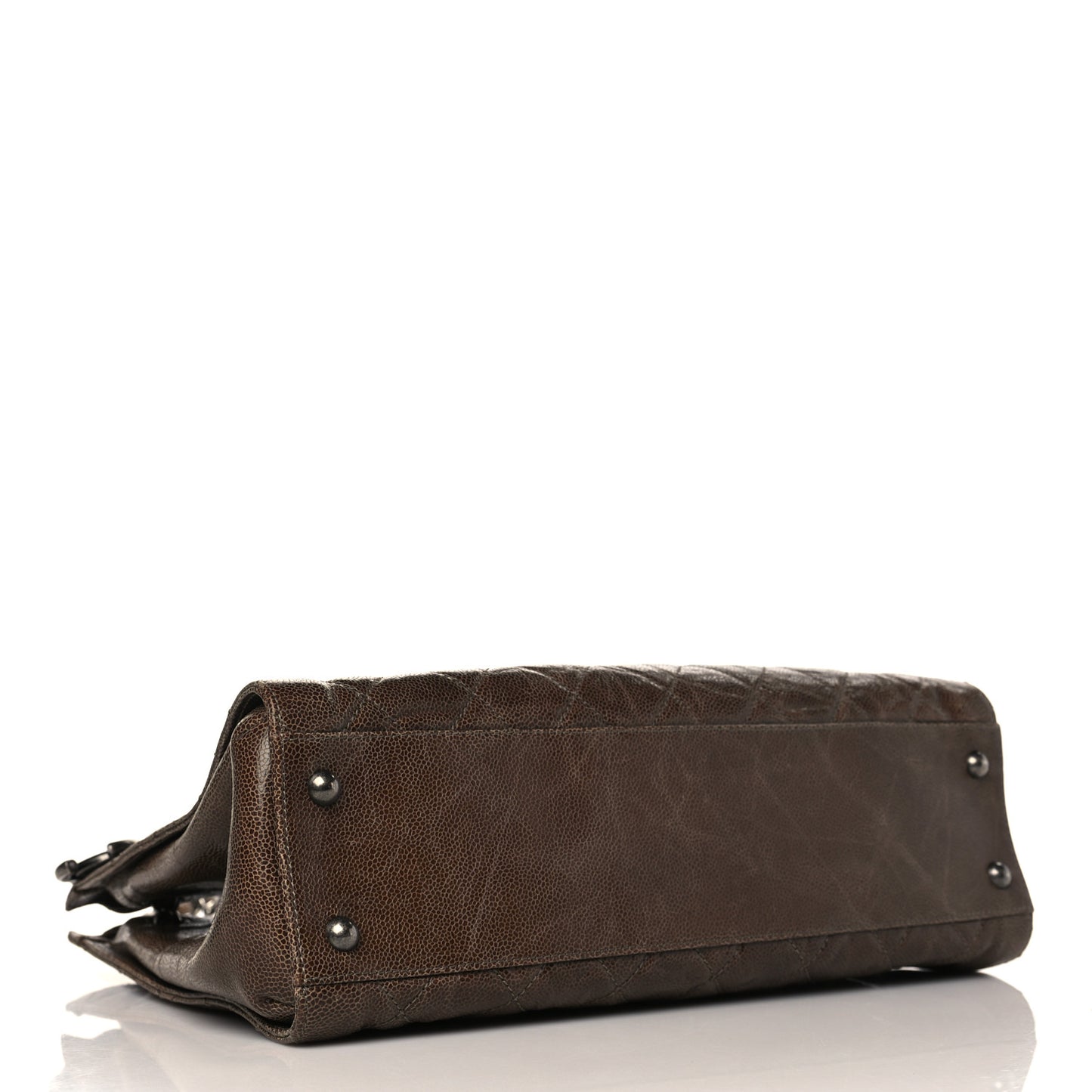 Glazed Caviar Quilted Tote Brown