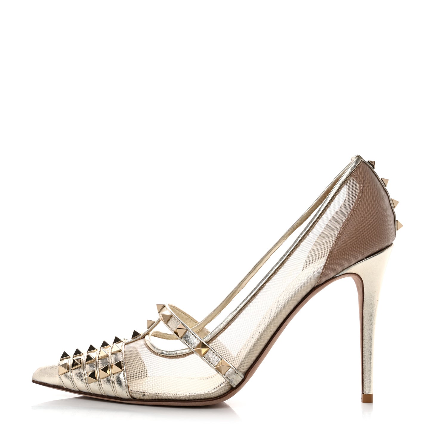 Mesh Nappa Rockstud Alcove 100mm Pumps 41 Platino