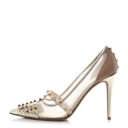 Valentino Garavani Mesh Nappa Rockstud Alcove 100mm Pumps 41 Platino 1 of 9