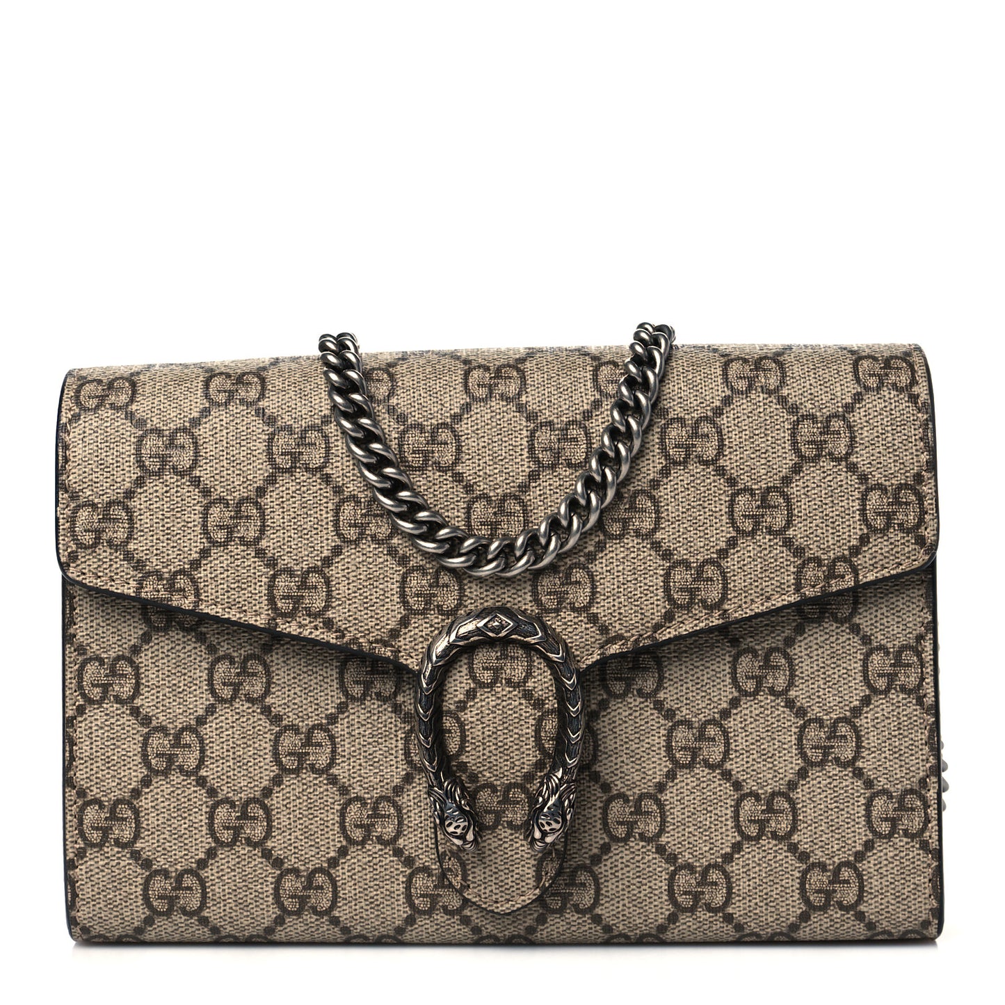 GG Supreme Monogram Mini Dionysus Chain Wallet Beige Taupe