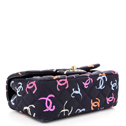 Chanel Printed Fabric Quilted Mini Rectangular Flap Black Pink Blue Yellow Orange 4 of 10