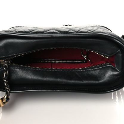 Chanel Aged Calfskin Chevron Quilted Small Gabrielle Hobo Black 5 of 10