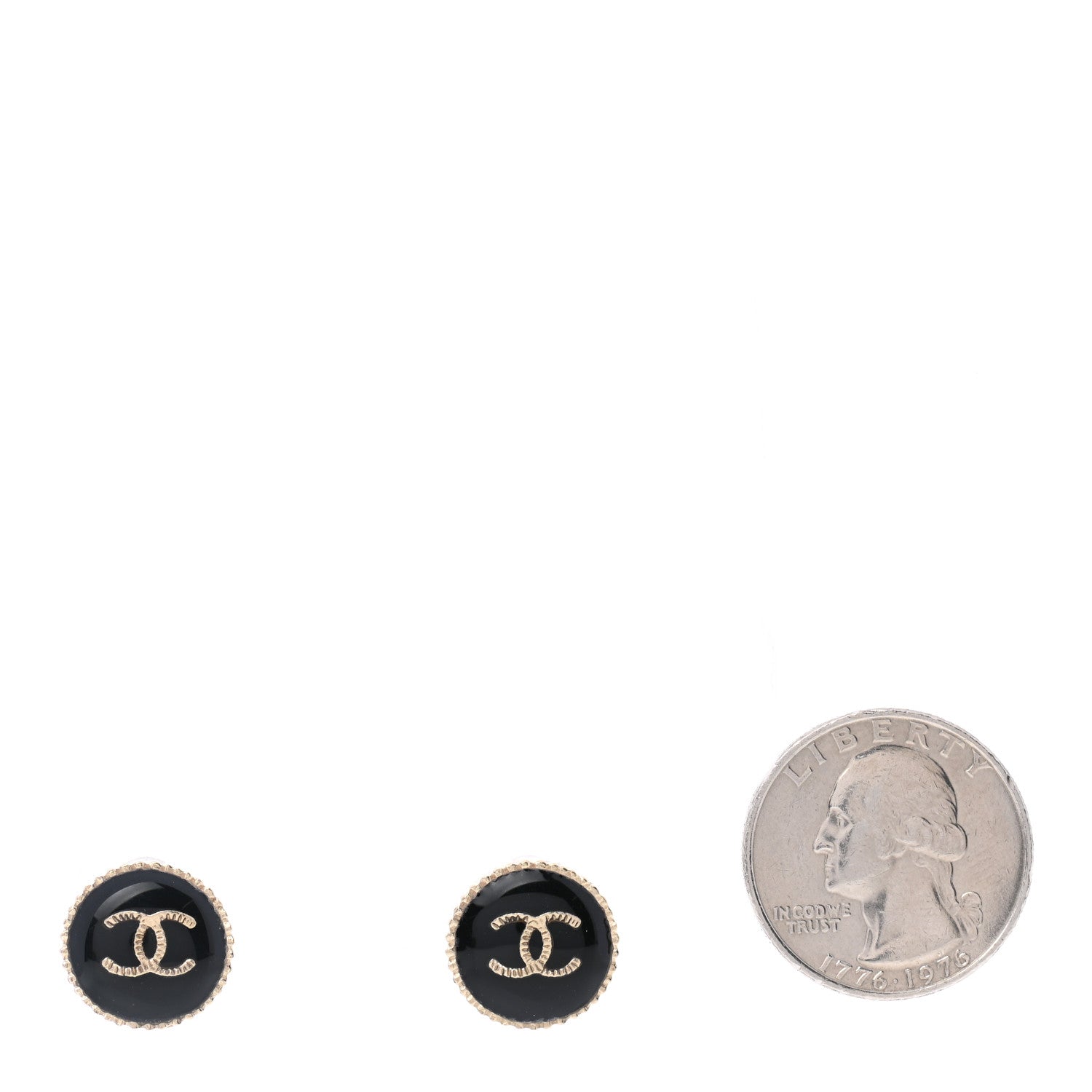 Chanel Enamel CC Earrings Gold Black 2 of 5