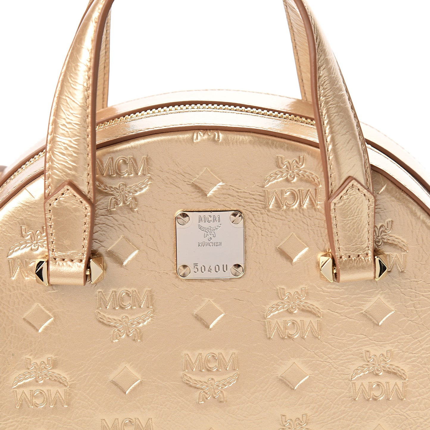 Metallic Calfskin Ottomar Monogram Medium Half Moon Tote Gold