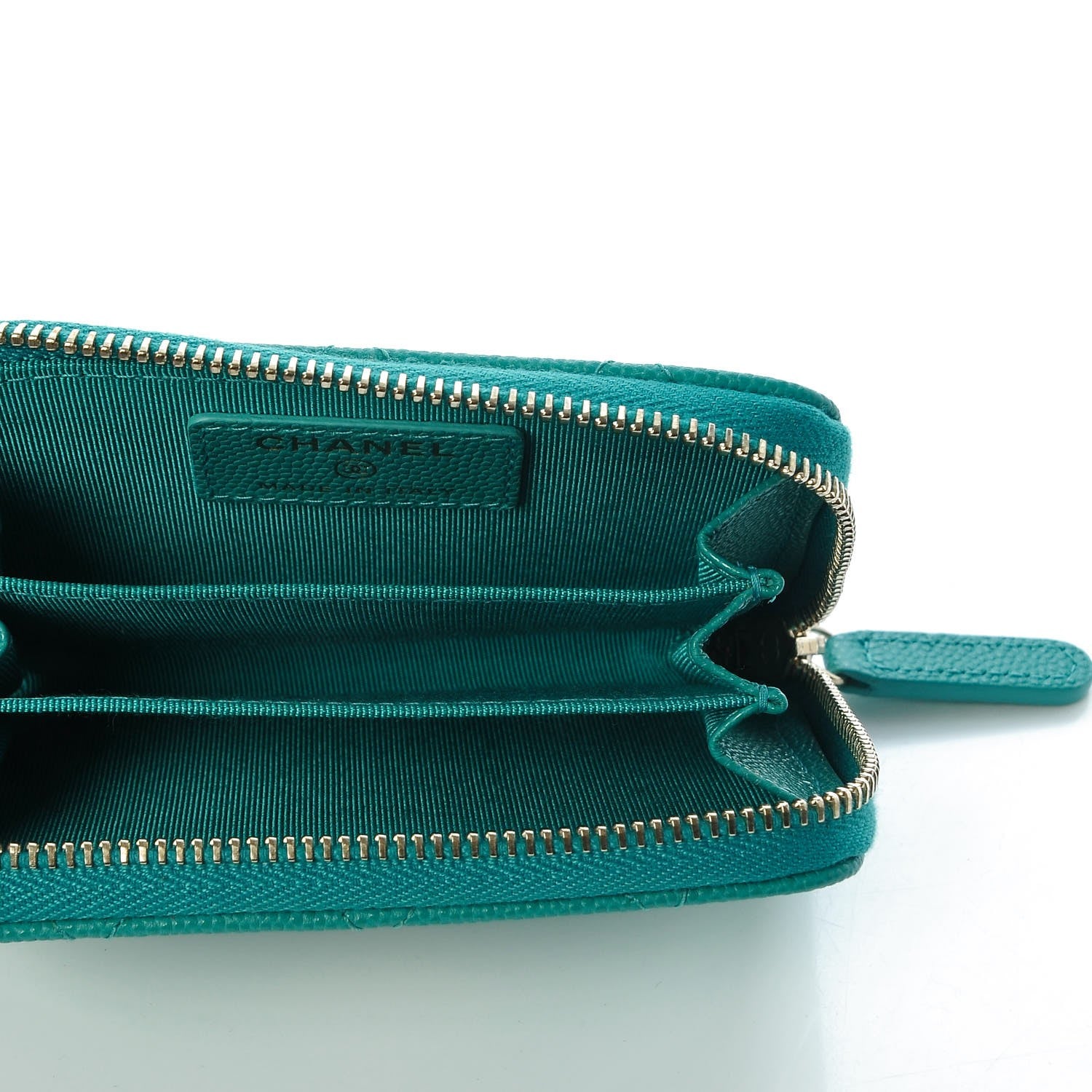 Chanel Caviar Quilted Zip Coin Purse Turquoise 5 of 8