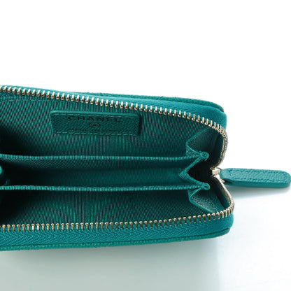 Chanel Caviar Quilted Zip Coin Purse Turquoise 5 of 8