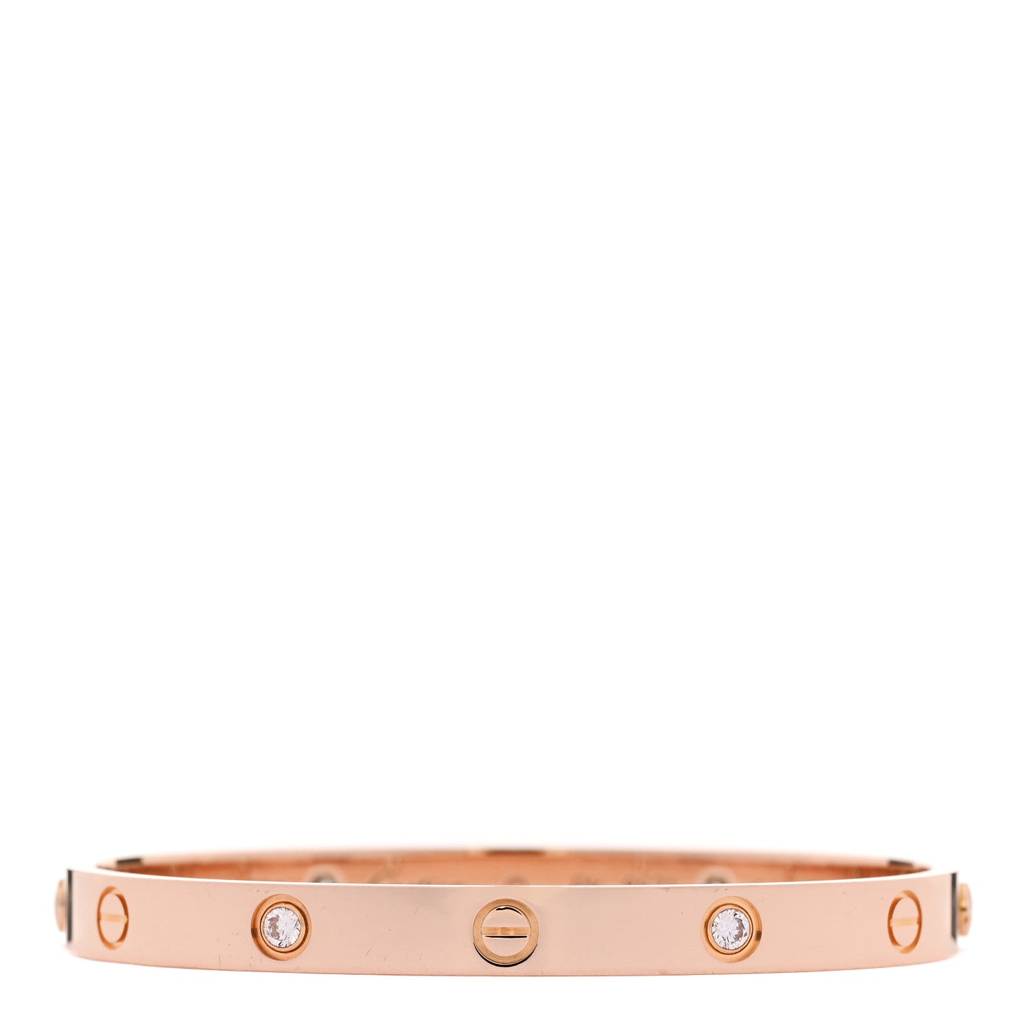 Cartier 18K Pink Gold 4 Diamond LOVE Bracelet 18 1 of 8