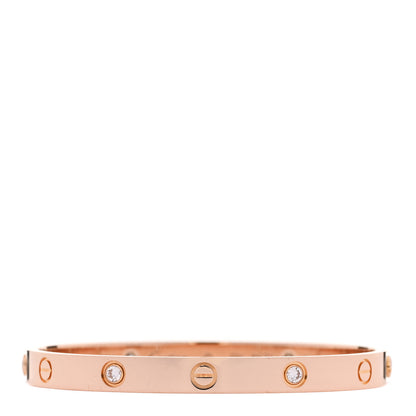 Cartier 18K Pink Gold 4 Diamond LOVE Bracelet 18 1 of 8