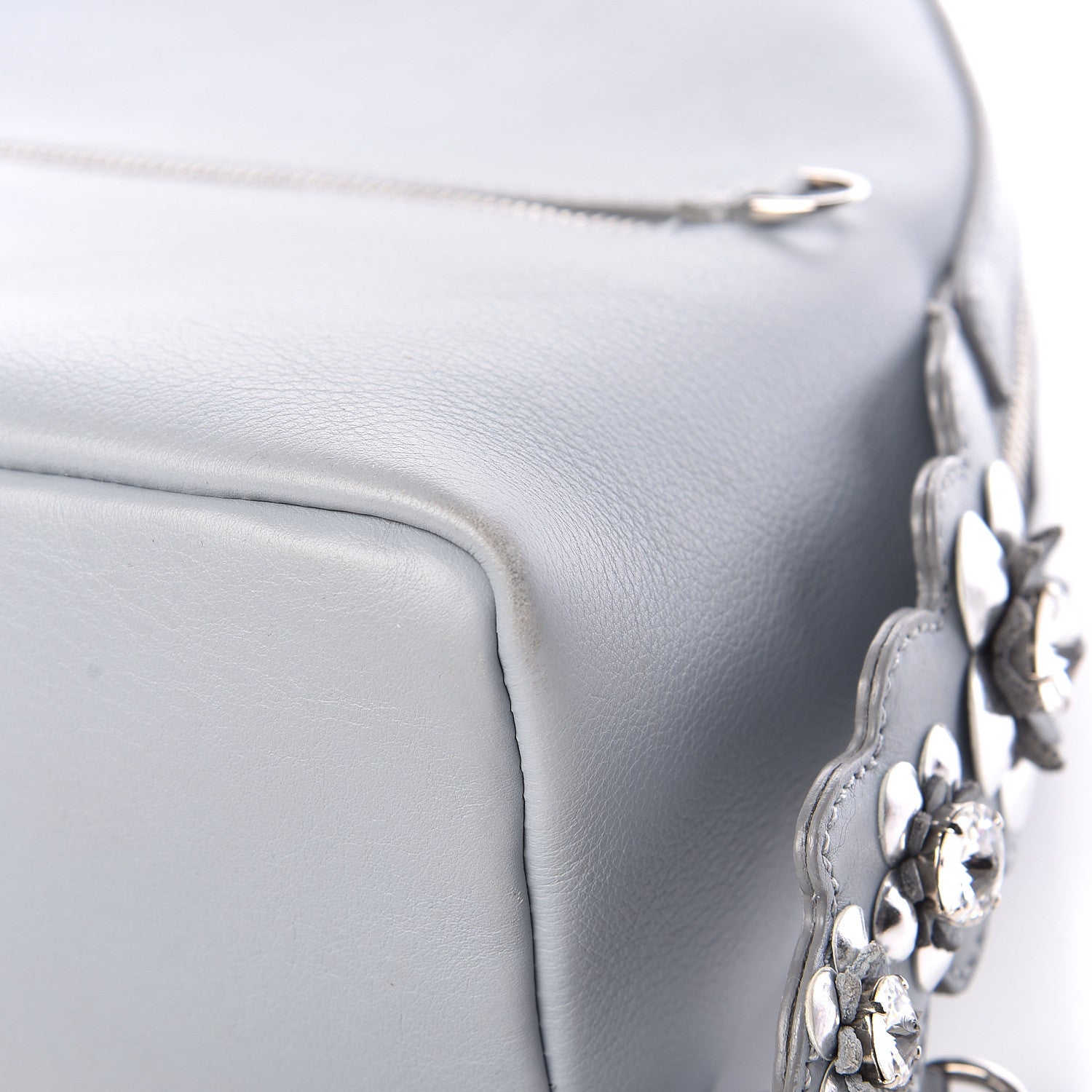 Fendi Vitello Dolce Crystal Flowerland Croc Tail Mini Backpack Grey 13 of 20