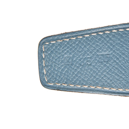 Hermes Swift Epsom 32mm H Belt 85 White Blue Jean 7 of 8