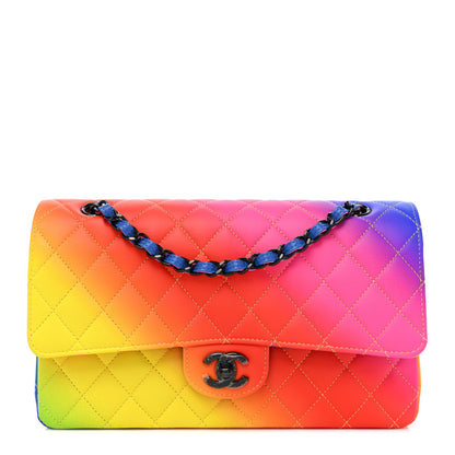 Chanel Calfskin Quilted Medium Rainbow Double Flap Multicolor 1 of 10