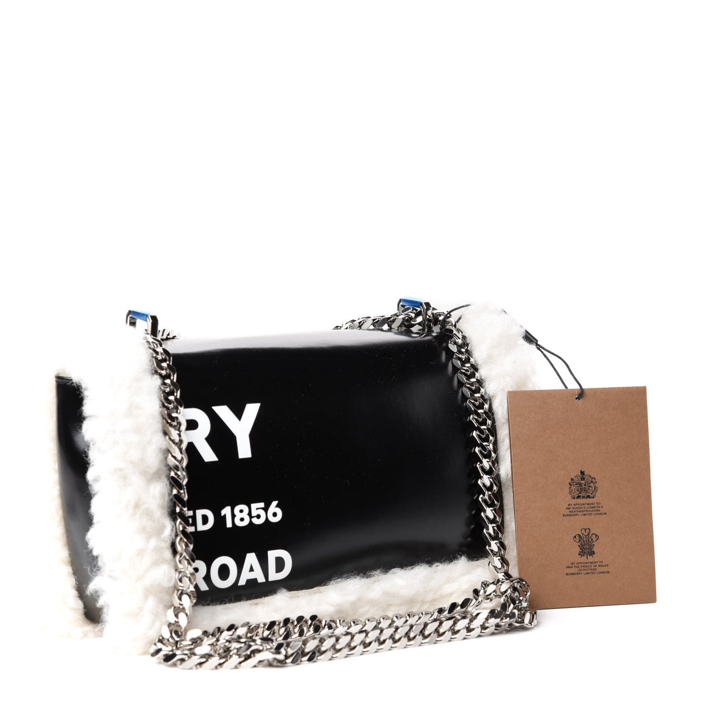Coated Canvas Shearling Horseferry Print Small Lola Bag Black