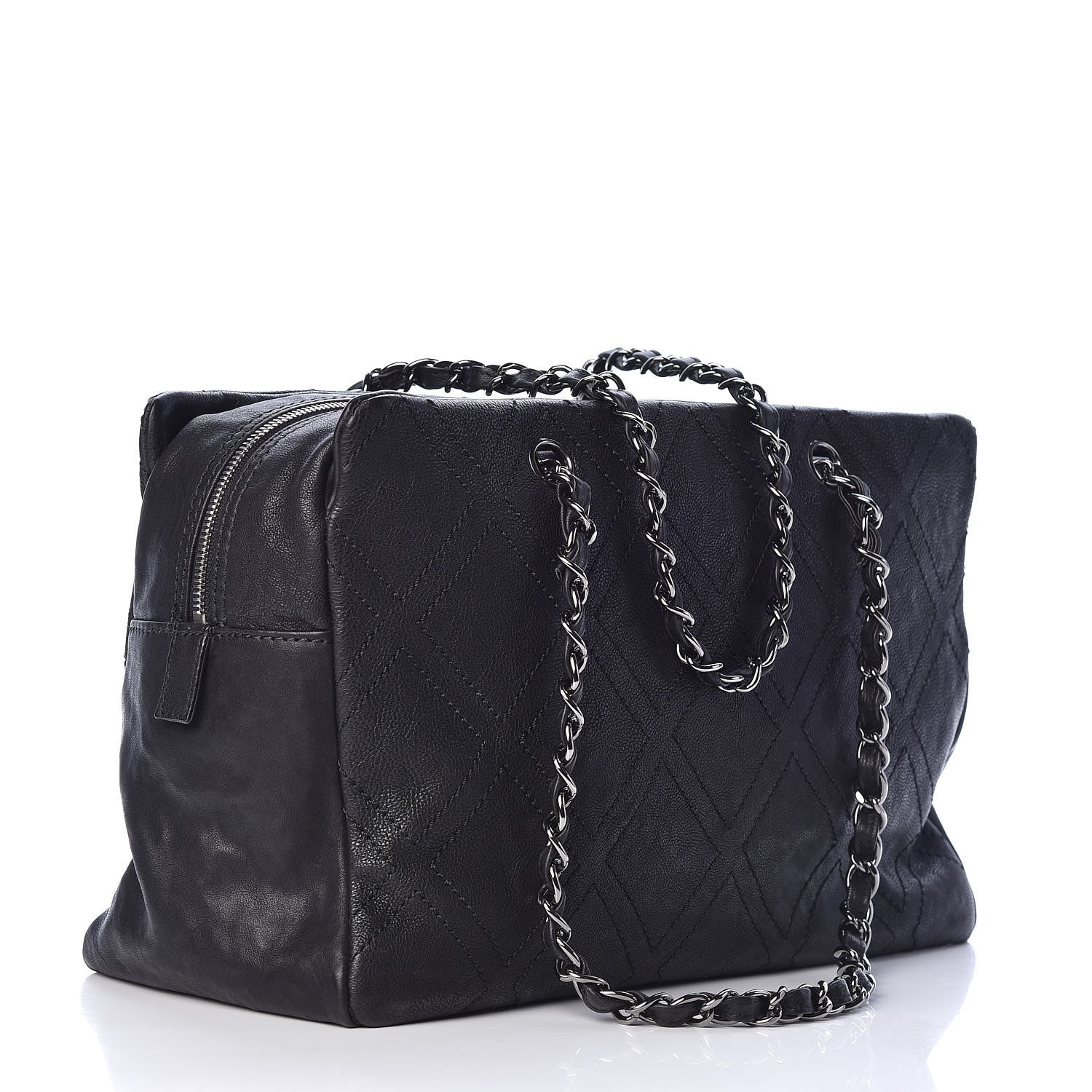 Chanel Calfskin Large Diamond Stitch Tote Black 3 of 11