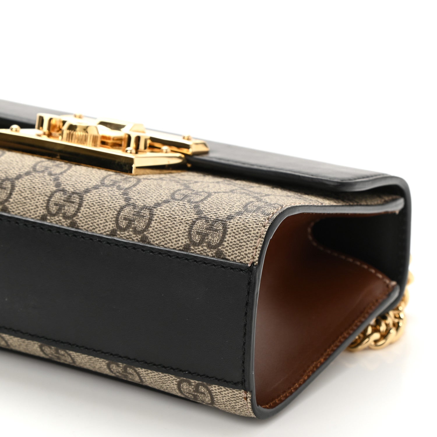 Gucci GG Supreme Monogram Calfskin Small Padlock Shoulder Bag Beige Black Cuir 8 of 8