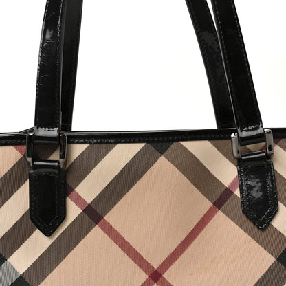 Burberry Metallic Calfskin Nova Check Small Nickie Tote Black 8 of 10